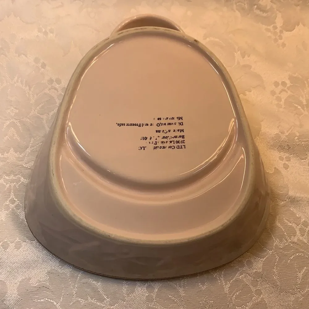 LTD Chip Dip Serving Dish Pink Brown Heart Embossed Microwave Dishwasher Freezer